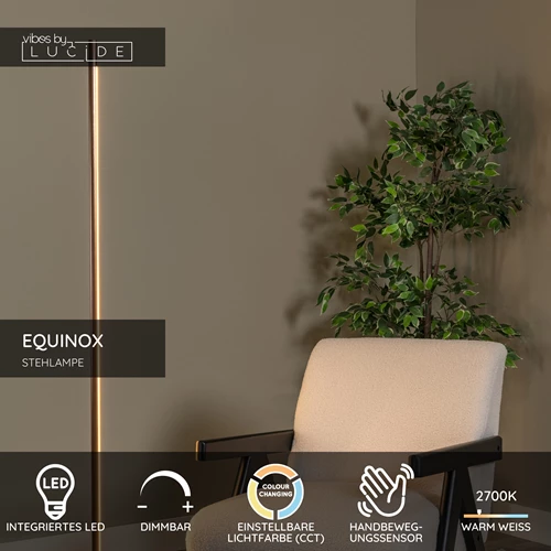Lucide EQUINOX - Stehlampe - LED Dim. - CCT - 1x26W 2700K/4000K - Hand-Bewegungssensor - Kaffee | Vibes - USP